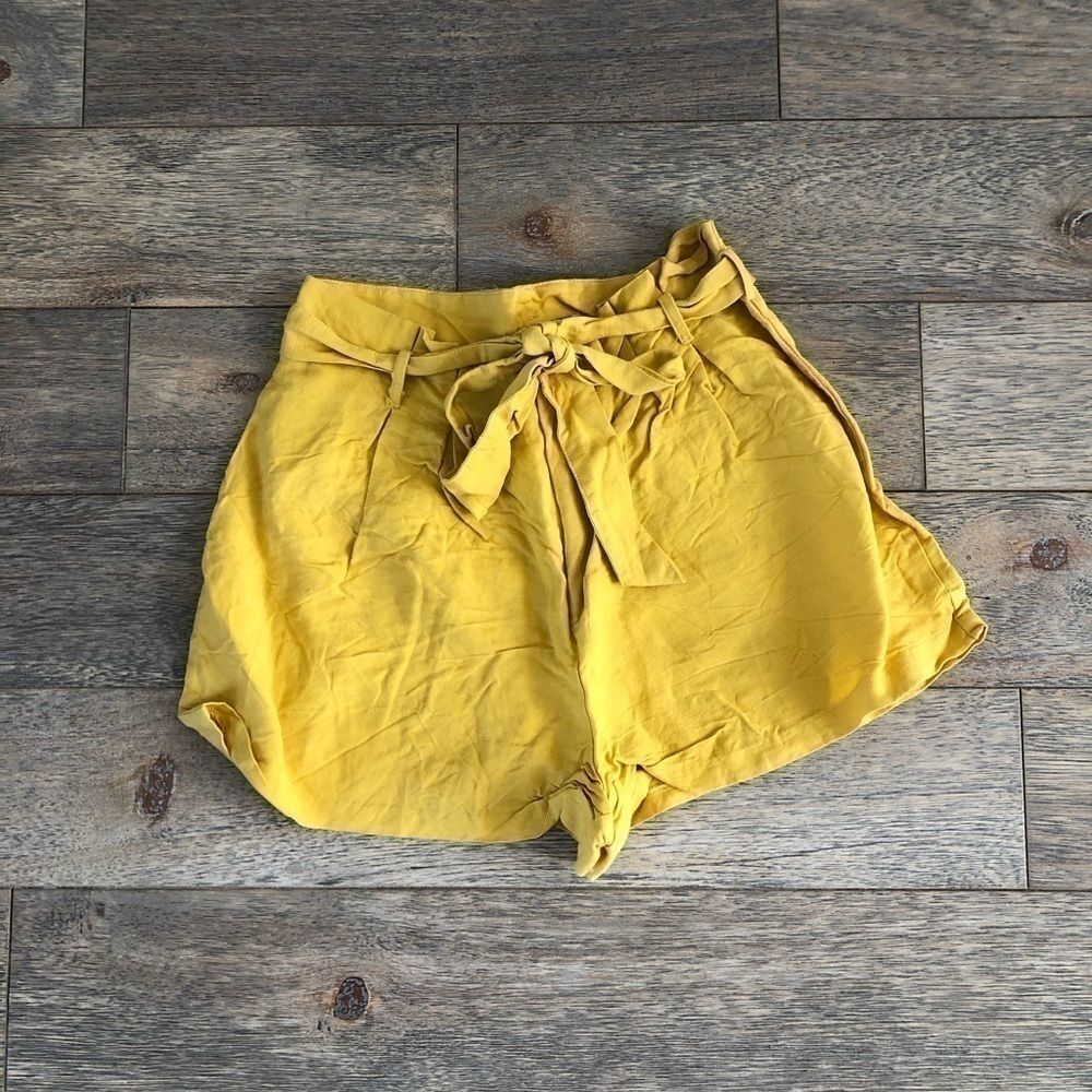 Yellow Linen Paperbag Shorts Size S